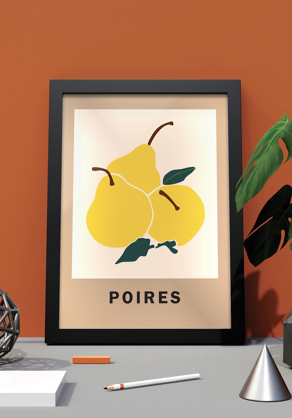 Affiche murale d'un fruit la poire jaune Artcamia