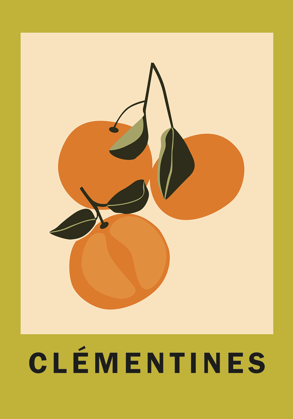 Affiche clémentines croisement entre un mandarinier et un oranger sans pépins décoration murale bureau
