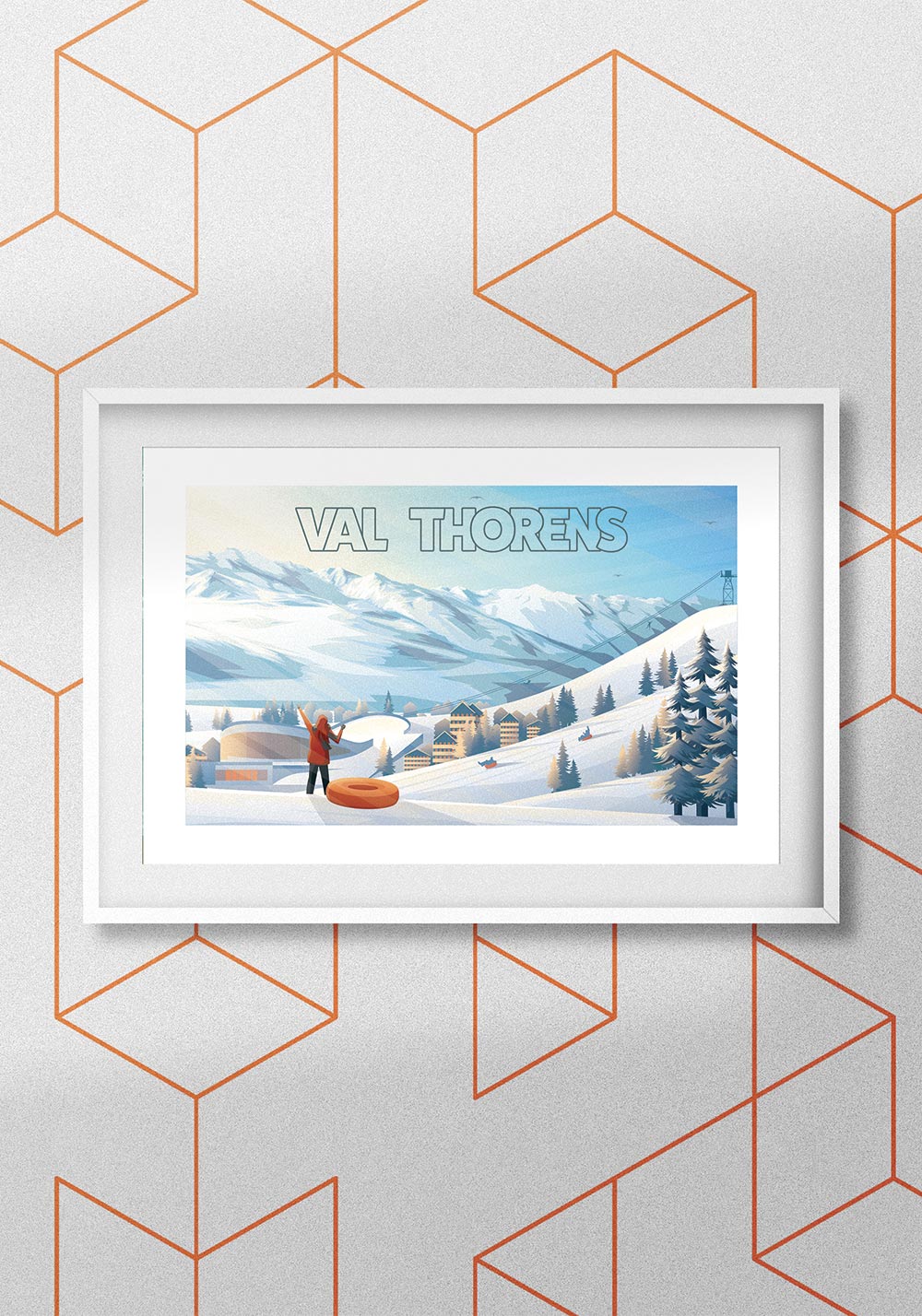 Poster domaine skiable Val Thorens Alpes Artcamia
