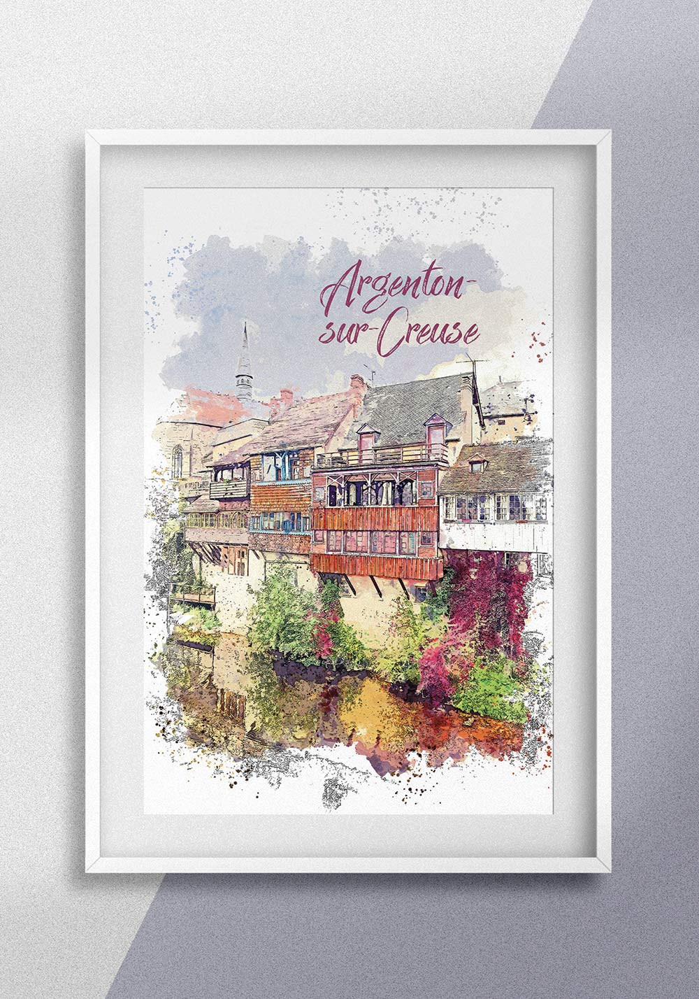 Poster ville Argenton-sur-Creuse Berry vallée des peintres Artcamia