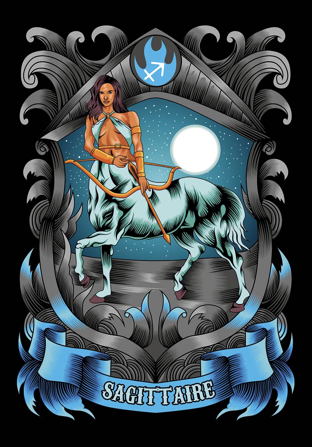 Poster signe du zodiaque sagittaire archer flèche affiche chambre