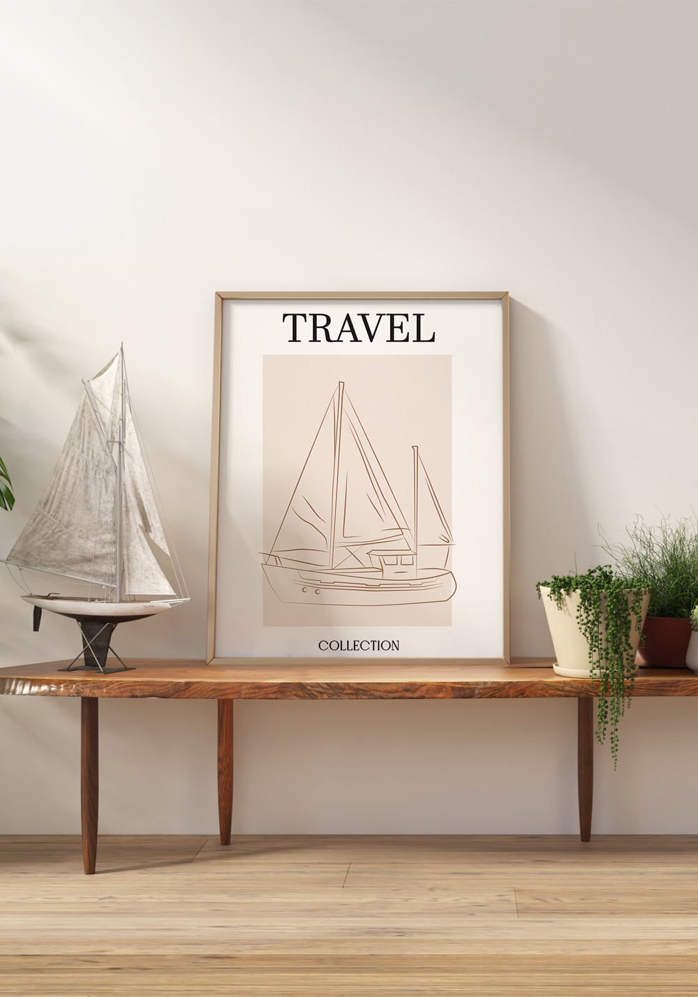 Travel océan bateau dessin Affiche chambre