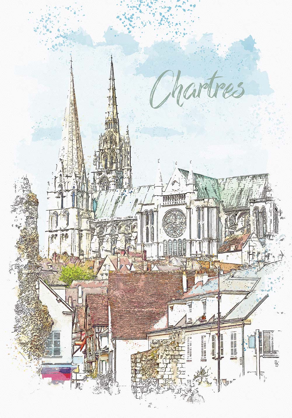 Affiche chartres cathédrale notre-dame poster chambre