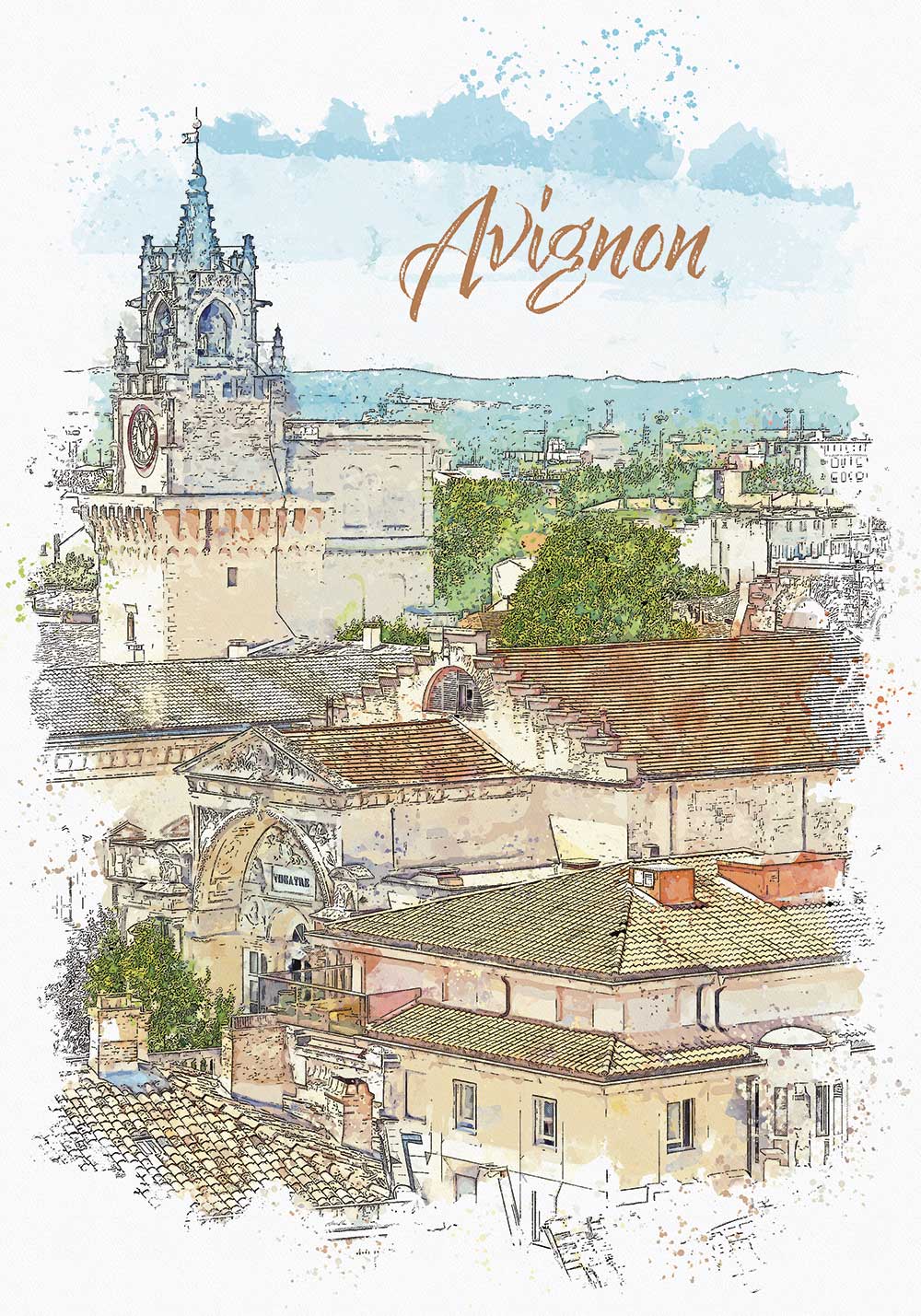 Affiche Avignon tour de l'horloge Poster mural chambre