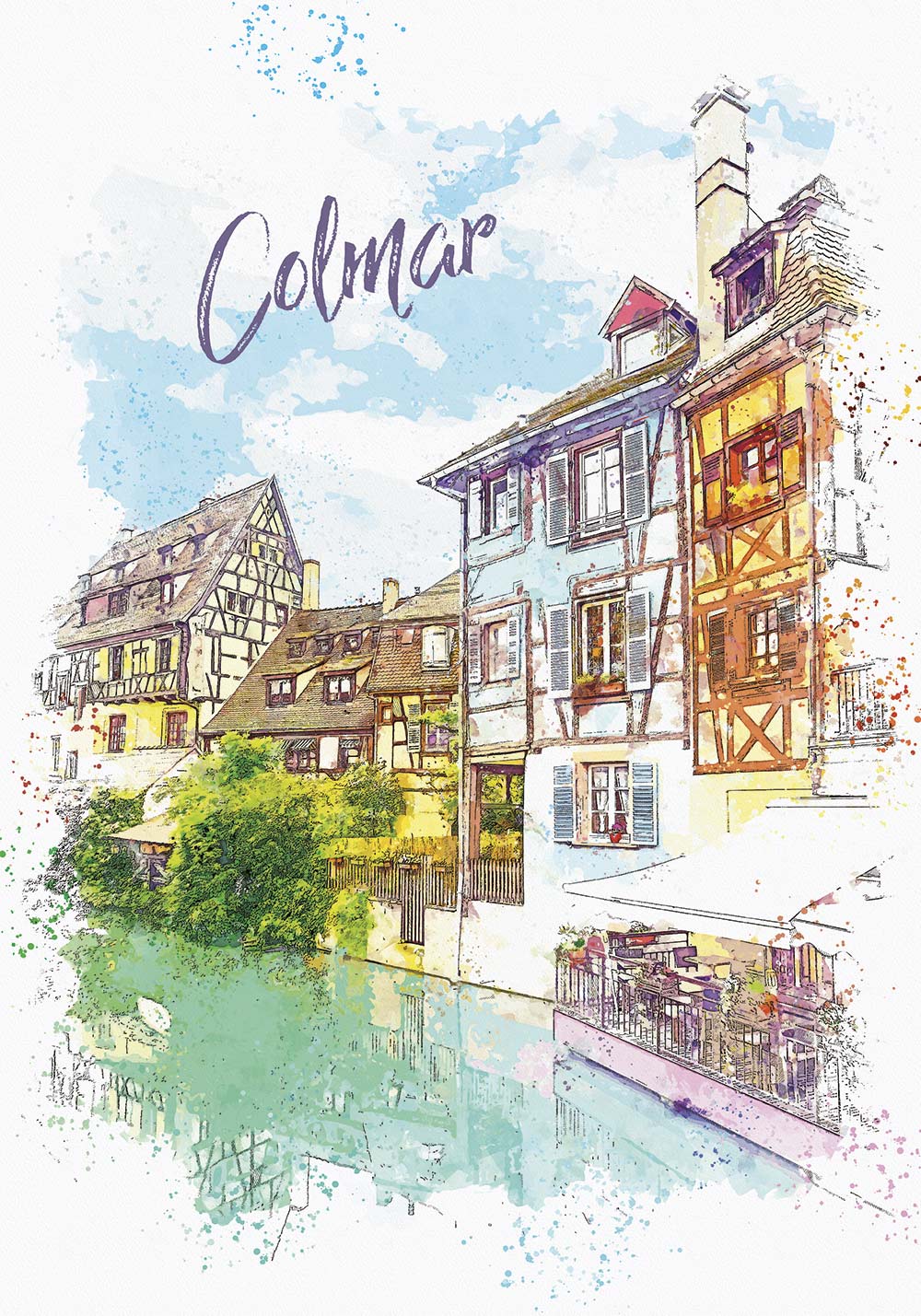 Affiche Colmar ville de France Alsace Poster mural salon