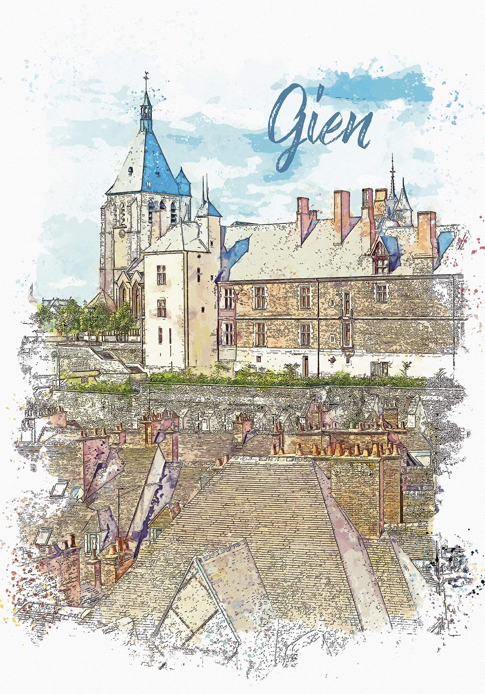 Affiche Gien Loiret Château de Gien Poster chambre