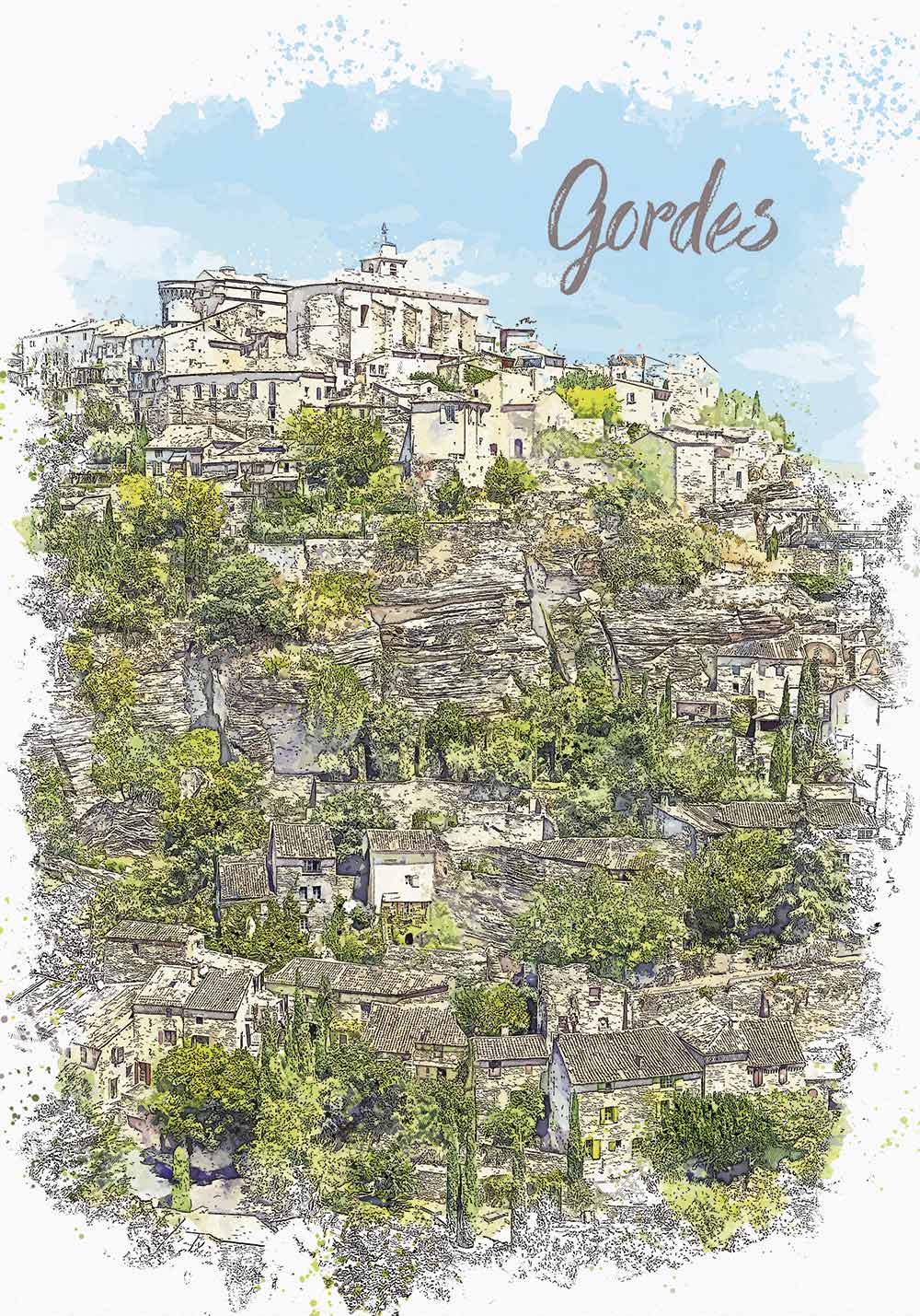 Affiche les Gordes village perché provençal Poster salon