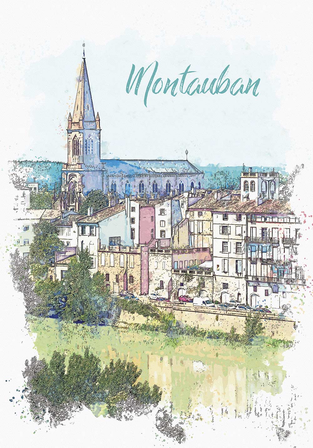 Affiche Montauban fleuve Garonne région Midi-Pyrénées Poster chambre