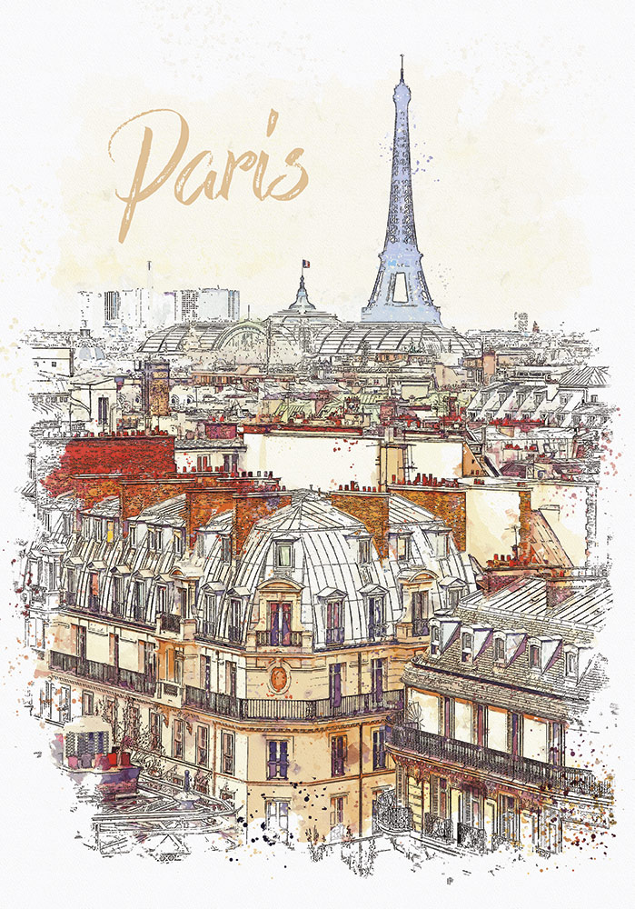 Affiche des toits de Paris et de la Tour Eiffel - Artcamia