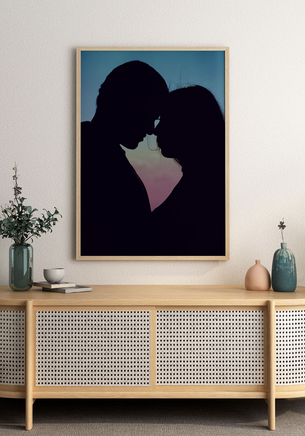 Affiche silhouettes couple