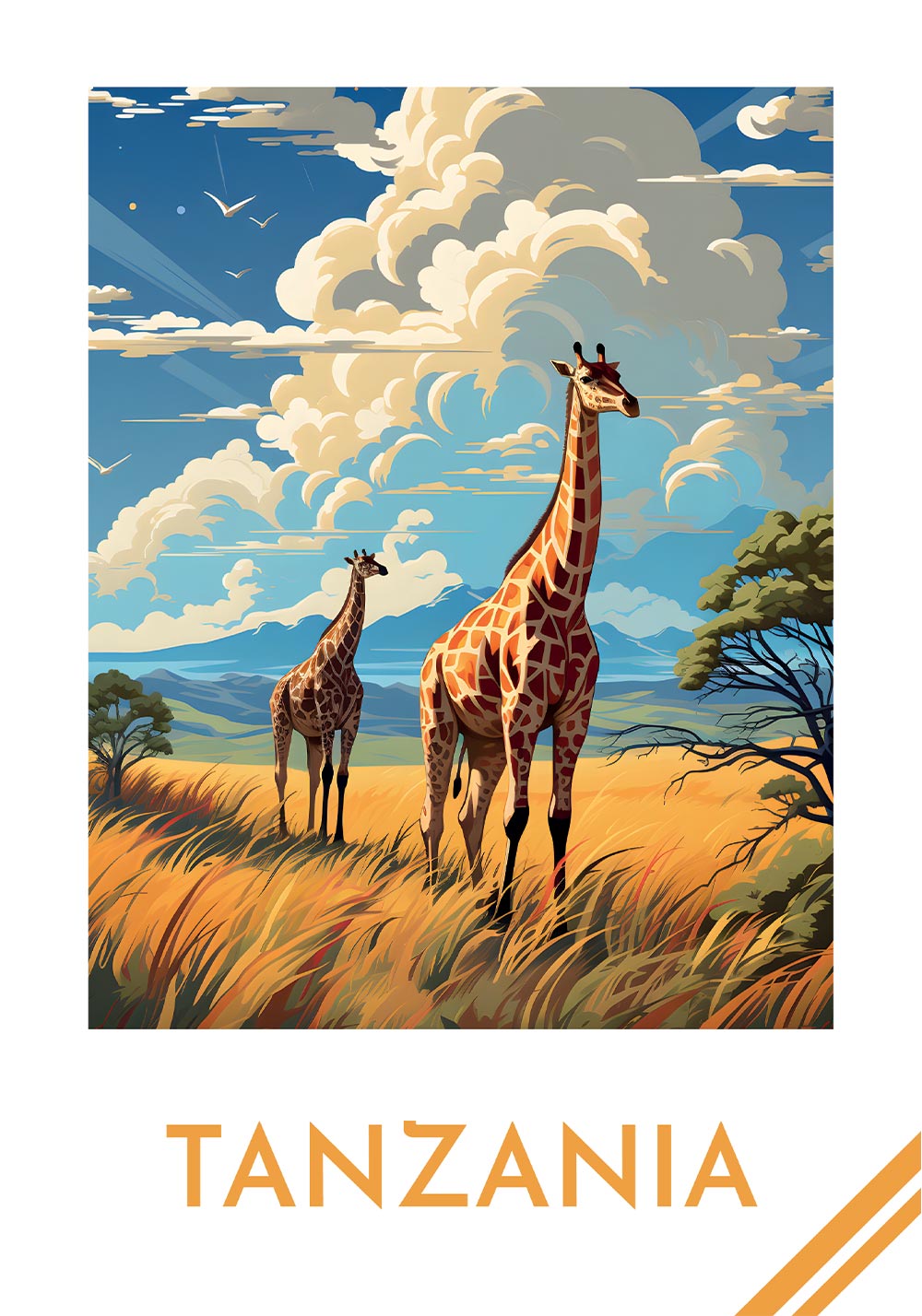 Affiche Tanzanie Poster girafe