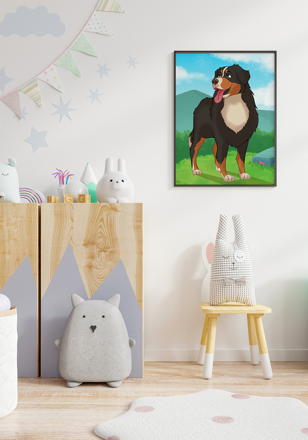 Affiche chien enfant - Poster animal chambre bébé - Artcamia
