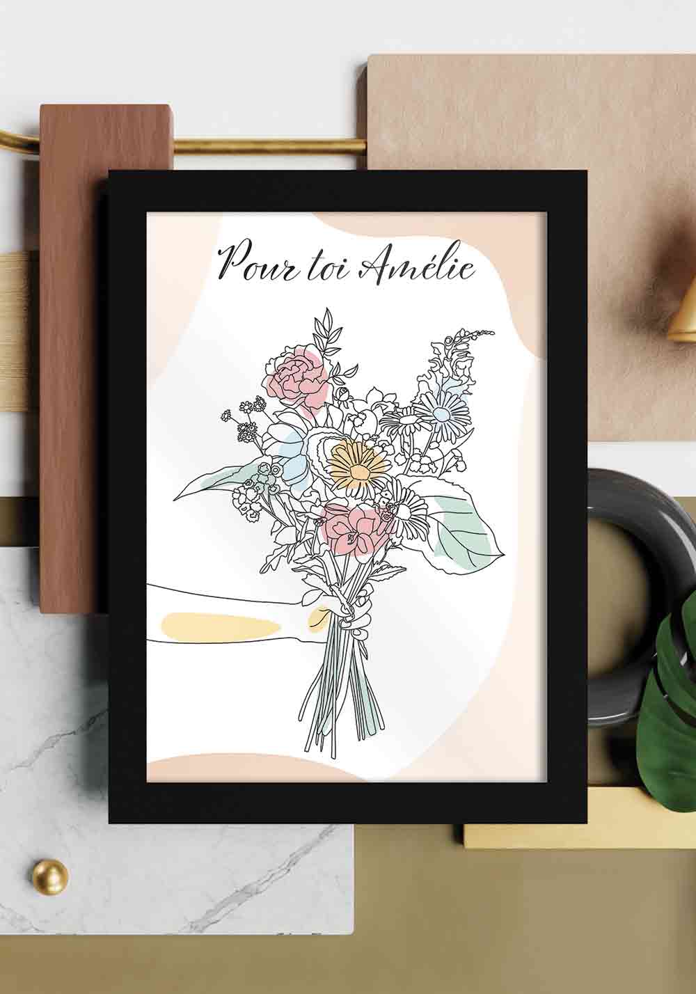 Offrir un bouquet de fleurs amour Poster personnalisé entrée