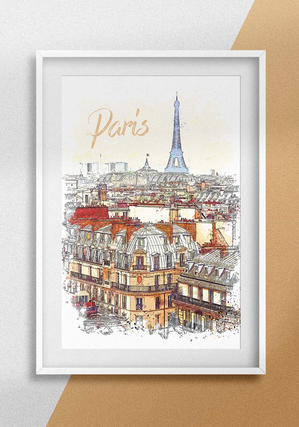 Affiche vintage PARIS Les Toits - Marcel Travel Posters Taille 30 x 40 cm
