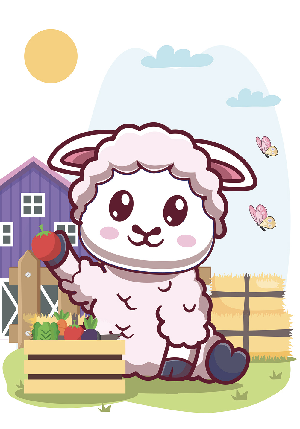 Affiche animal bébé - Poster mural petit mouton - Artcamia