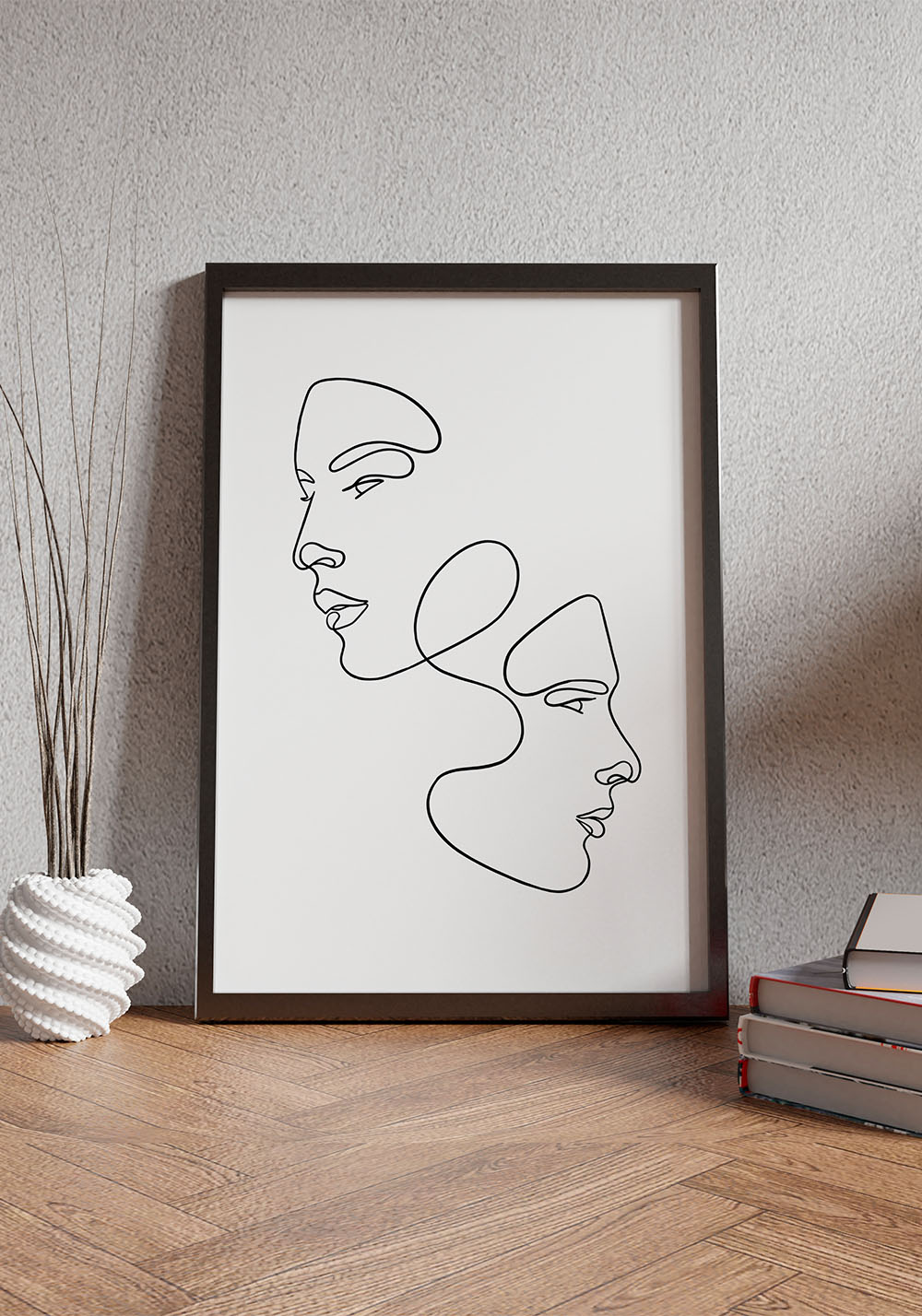 Affiche visages noir et blanc Poster minimaliste - Artcamia